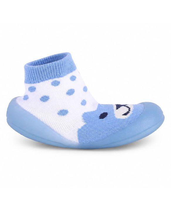 Cute Walk by Babyhug Slip on Sock Shoes with Bear Print - Blue