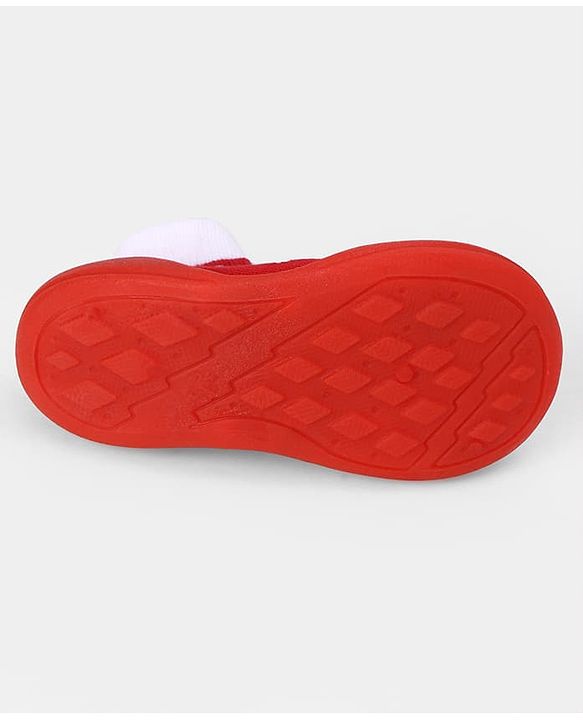 Cute Walk by Babyhug Slip On Sock Shoes With Strawberry Design - Red & White