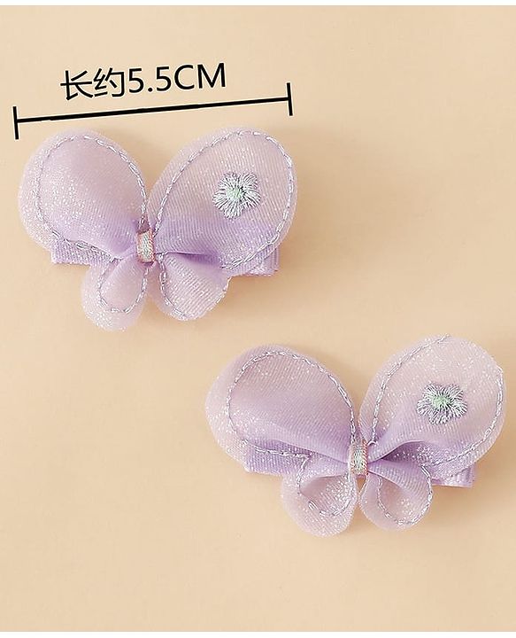 Babyhug Free Size Bow & Butterfly Clips - Purple