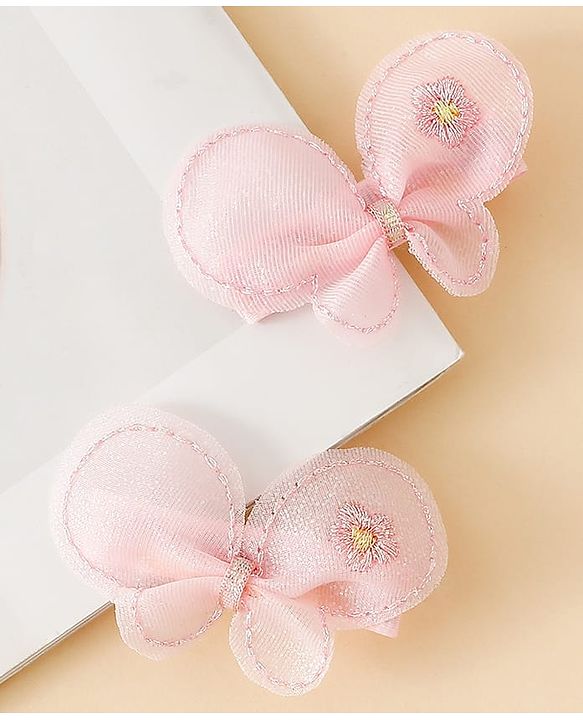 Babyhug Free Size Bow & Butterfly Clips - Purple