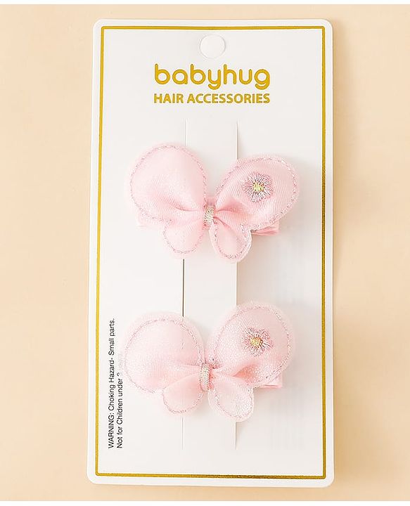 Babyhug Free Size Bow & Butterfly Clips - Purple