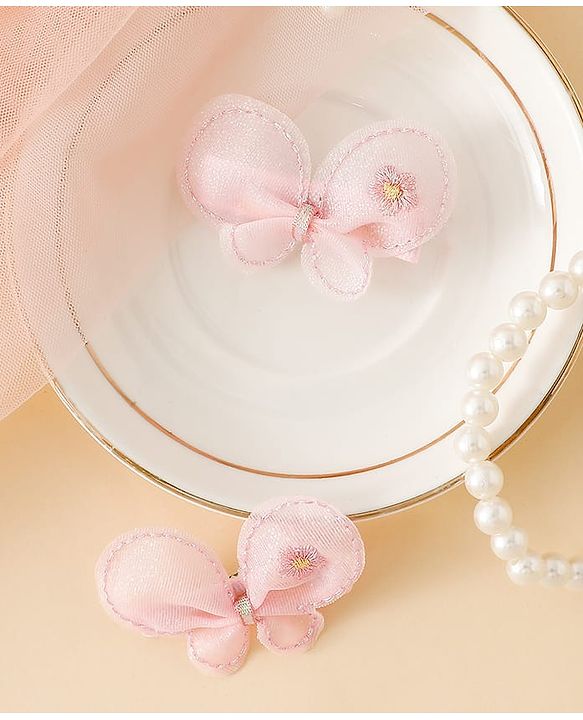 Babyhug Free Size Bow & Butterfly Clips - Purple