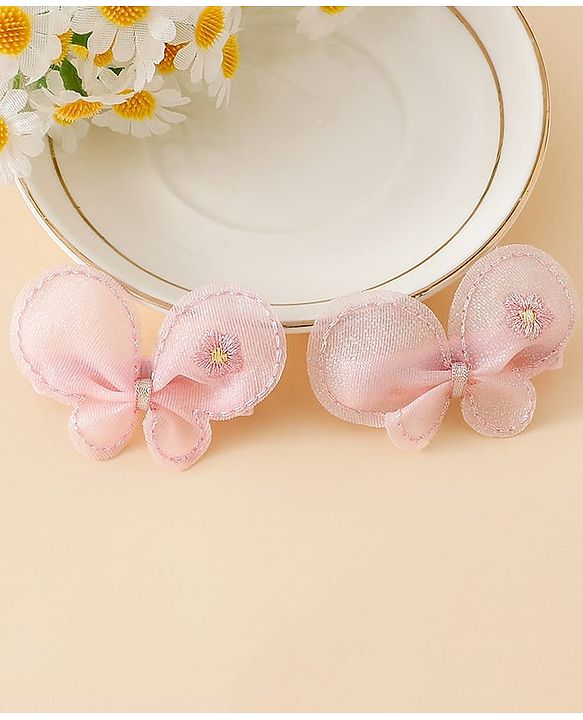Babyhug Free Size Bow & Butterfly Clips - Purple