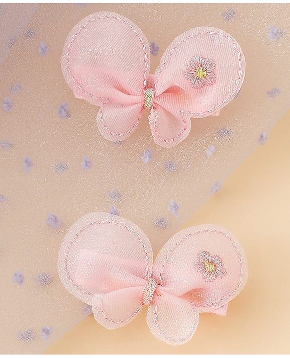 Babyhug Free Size Bow & Butterfly Clips - Purple