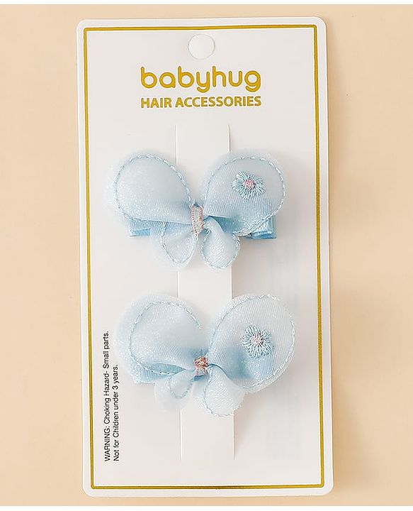 Babyhug Free Size Bow & Butterfly Clips - Purple