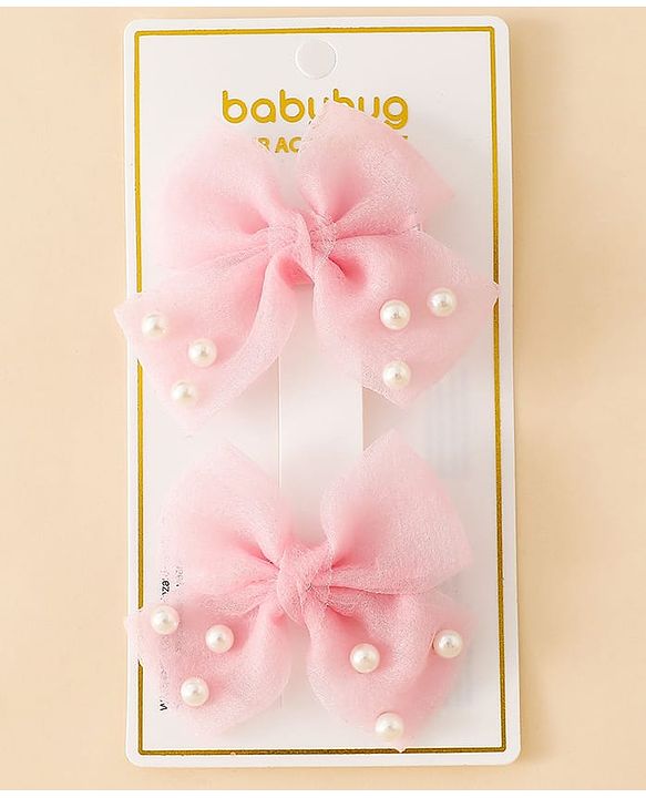 Babyhug Free Size Bow & Butterfly Clips - Pink