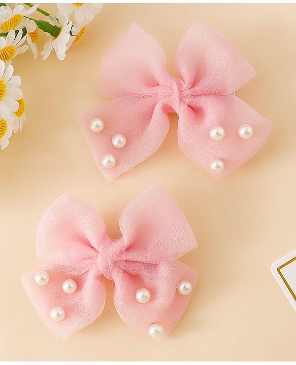 Babyhug Free Size Bow & Butterfly Clips - Pink