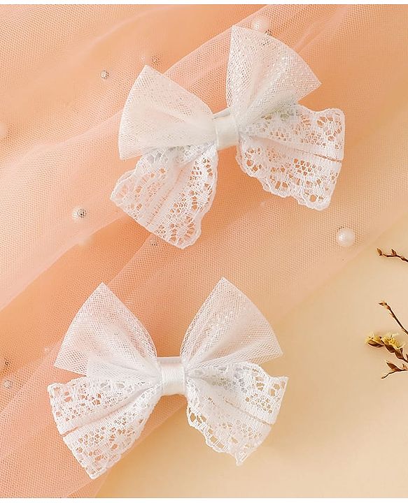 Babyhug Free Size Bow & Butterfly Clips - White