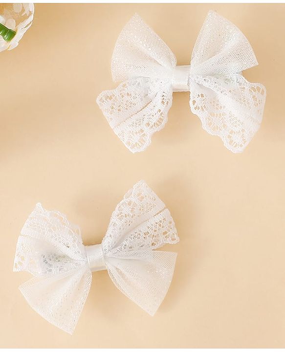 Babyhug Free Size Bow & Butterfly Clips - White