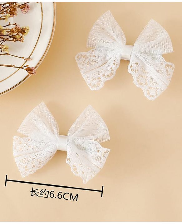Babyhug Free Size Bow & Butterfly Clips - White