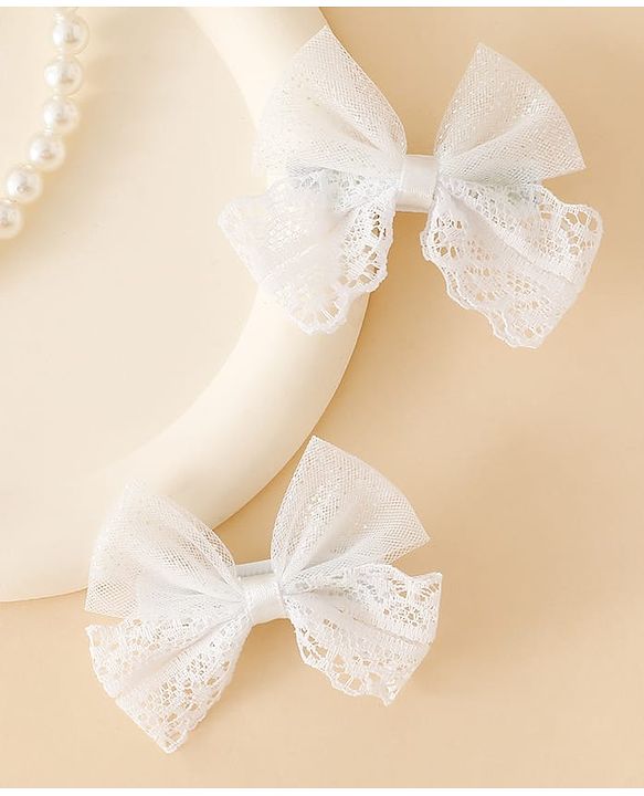 Babyhug Free Size Bow & Butterfly Clips - White