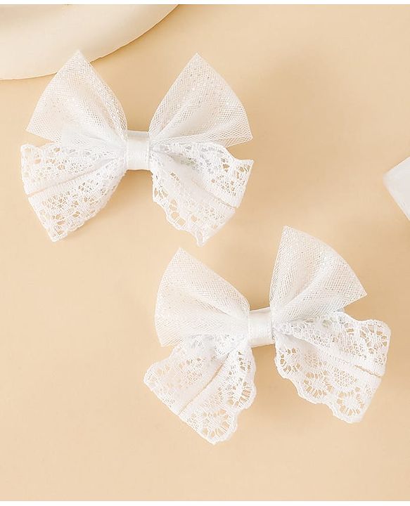 Babyhug Free Size Bow & Butterfly Clips - White