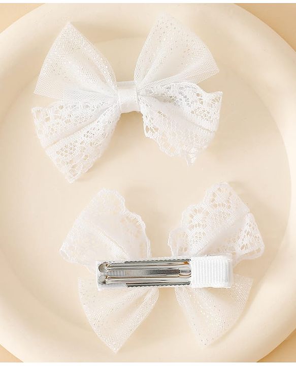 Babyhug Free Size Bow & Butterfly Clips - White