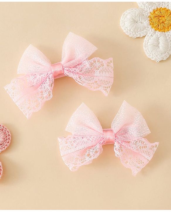 Babyhug Free Size Bow & Butterfly Clips - White