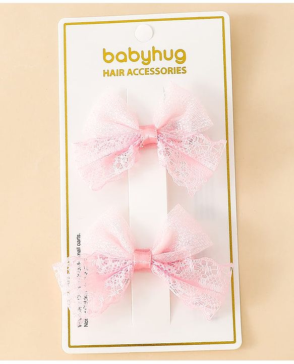 Babyhug Free Size Bow & Butterfly Clips - White