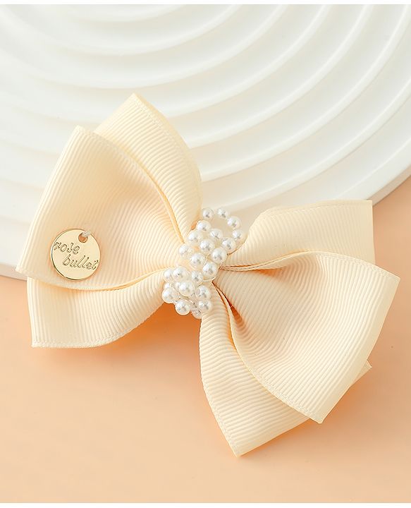 Pine Kids Bow & Butterfly Hair Clips Free Size -Beige