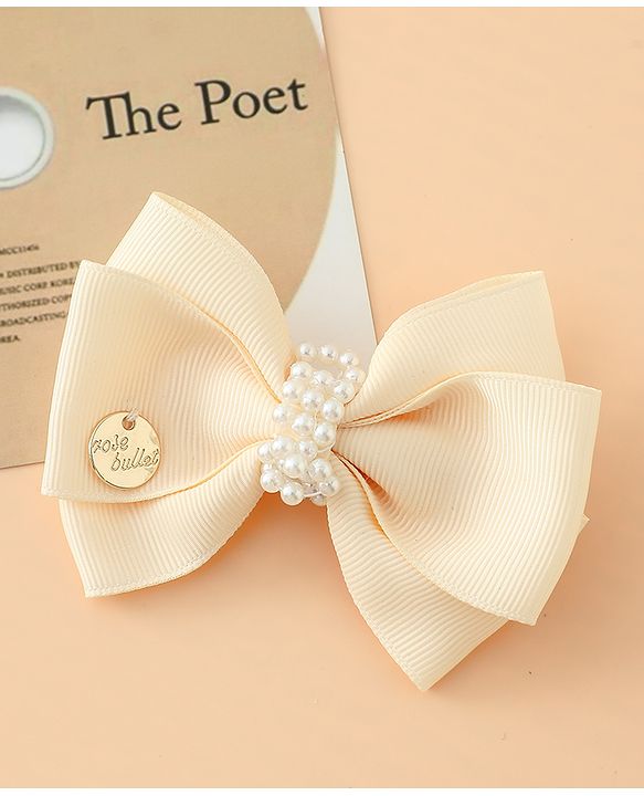 Pine Kids Bow & Butterfly Hair Clips Free Size -Beige