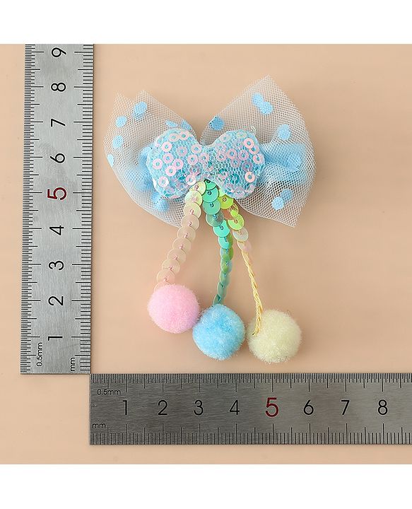 Babyhug Free Size Bow & Butterfly Hair Clips with Sequinned Bow Applique Pack of 2 -Blue