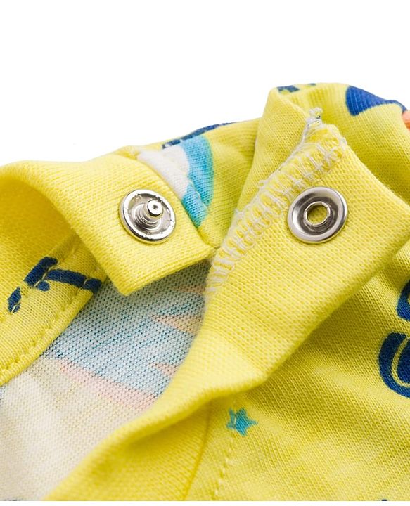 Babyhug 100% Cotton Knit Half Sleeves Co Ord T-Shirt & Shorts Night Suit Space Print - Yellow