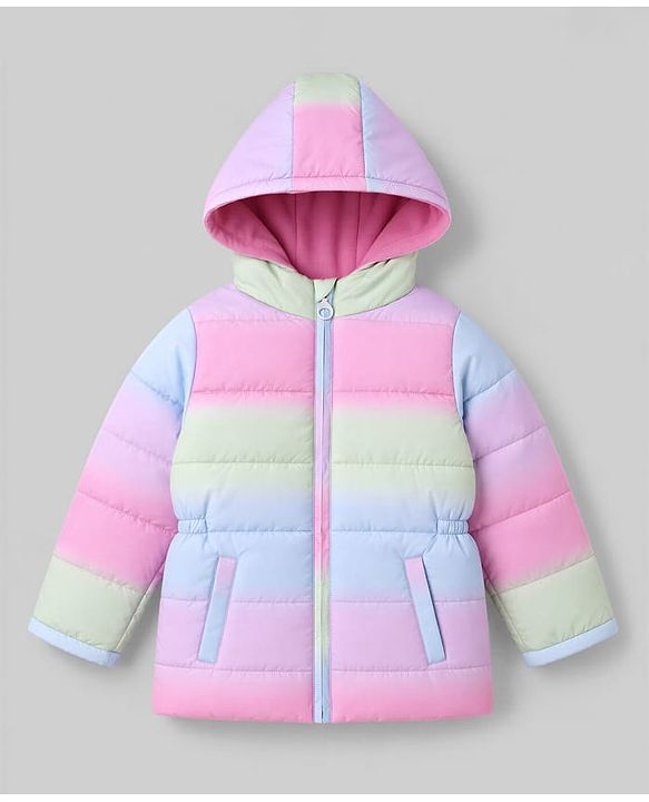 Pine Kids Woven Hooded Jacket with Full Sleeves - Pink
