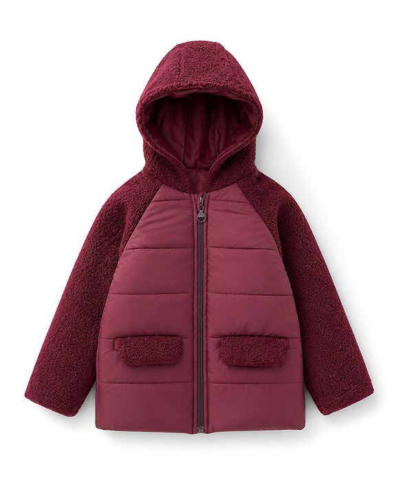 Pine Kids Woven Hooded Jacket with Full Sleeves - Red