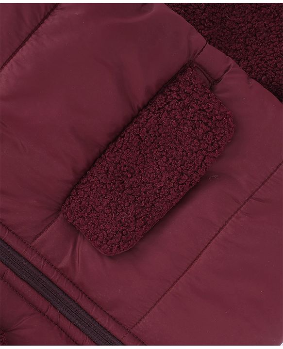 Pine Kids Woven Hooded Jacket with Full Sleeves - Red