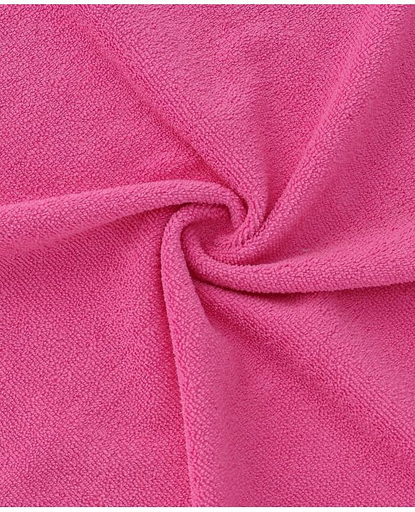 Babyhug Cotton Knit Towel With Hearts Embroidery L 102 x B 51 cm - Pink