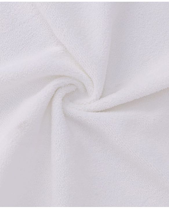Babyhug Terry Cotton Knit Elephant Embroidered Towel  L 102 x B 51 cm - White