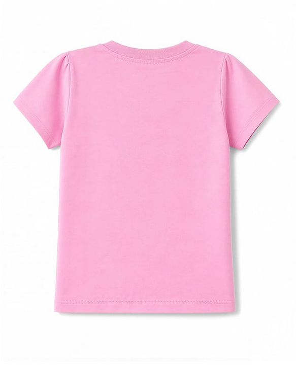 Pine Kids Cotton Knit Half Sleeves Hearts Printed Top & Pyjama Night Suit - Pink