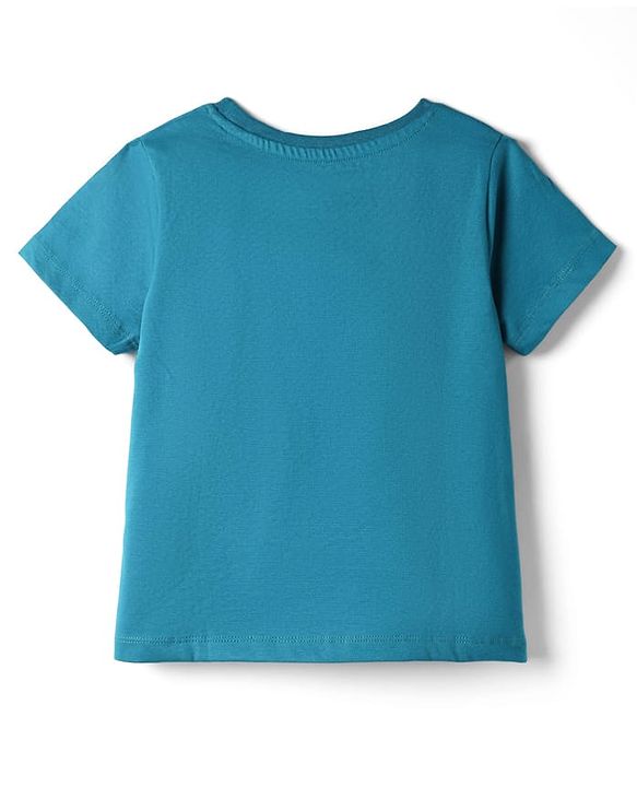 Pine Kids 100% Cotton Knit Half Sleeves Floral Printed T-Shirt & Pyjama Night Suit - Dark Green