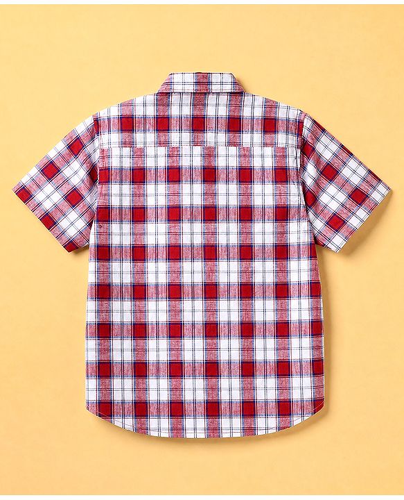 Pine Kids 100% Cotton Woven Half Sleeves Shirt and Tank Top Set with Best Together Text Print - Red
