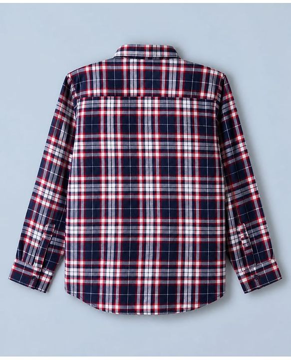 Pine Kids 100% Cotton Woven Full Sleeves Checks Shirts and T-Shirt With Always Foward Text Print - Red