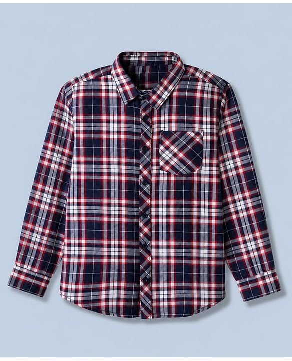 Pine Kids 100% Cotton Woven Full Sleeves Checks Shirts and T-Shirt With Always Foward Text Print - Red
