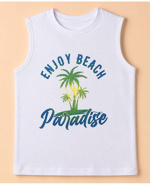 Pine Kids 100% Cotton Woven Full Sleeves Checked Shirt and T-shirt with Palm Trees Print - Blue