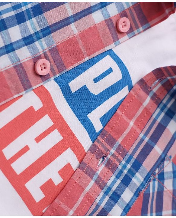 Pine Kids 100% Cotton Woven Full Sleeves Checks Shirts and T-Shirt With Lets Play Together Text Print - Pink