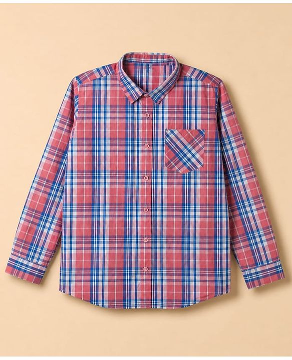 Pine Kids 100% Cotton Woven Full Sleeves Checks Shirts and T-Shirt With Lets Play Together Text Print - Pink