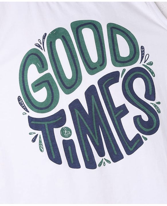 Pine Kids 100% Cotton Woven Full Sleeves Checked Shirt and Tank Top with Good Times Print - Green