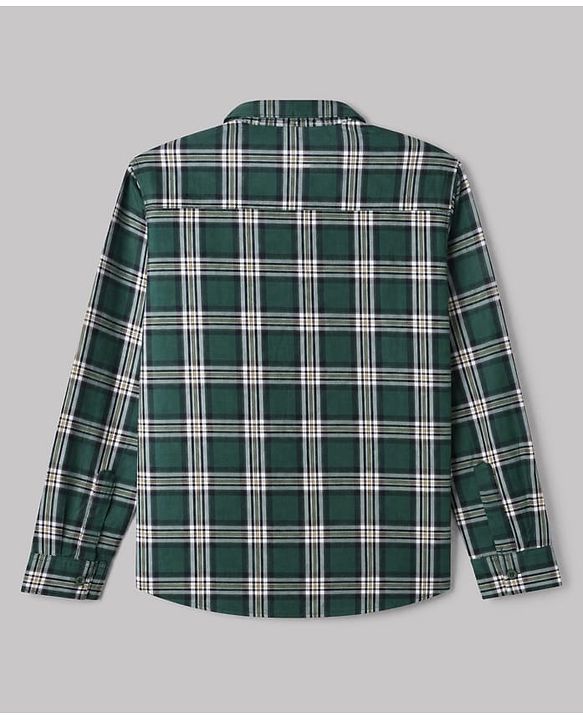 Pine Kids 100% Cotton Woven Full Sleeves Checked Shirt and Tank Top with Good Times Print - Green