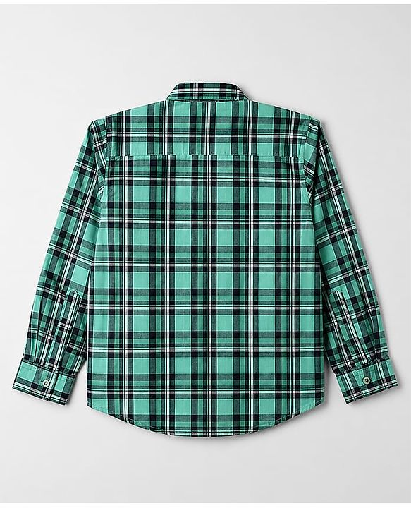 Pine Kids Cotton Woven Full Sleeves Checks Shirt with Tank T-Shirt - Green