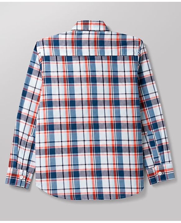 Pine Kids Cotton Woven Half Sleeves Twofer Shirt with Checks Print - Blue