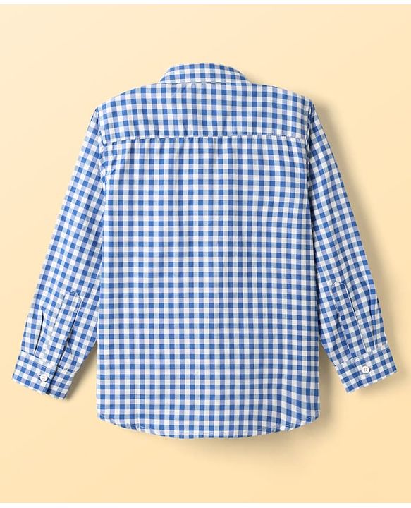 Pine Kids 100% Cotton Woven Full Sleeves Checked Shirt With Ball Printed Tank Inner Tee - Blue