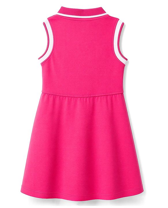 Pine Kids 100% Cotton Knit Sleeveless Hearts Printed Frock - Pink