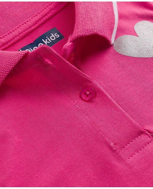 Pine Kids 100% Cotton Knit Sleeveless Hearts Printed Frock - Pink