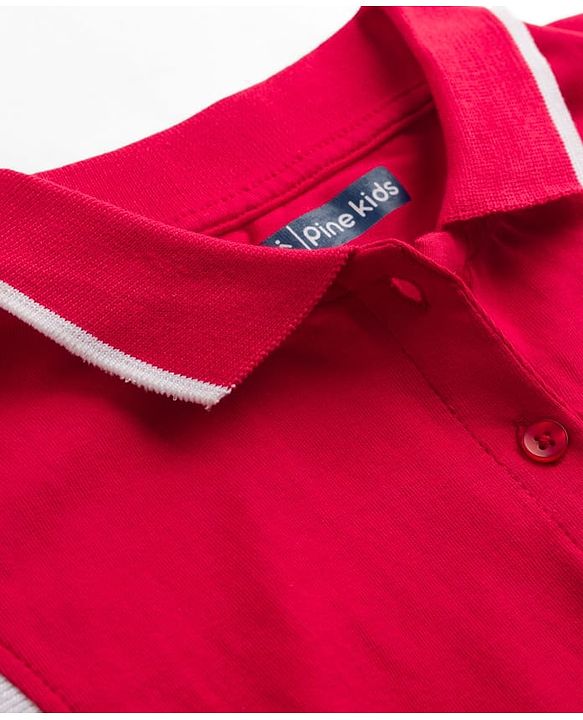 Pine Kids 100% Cotton Knit Sleeveless Hearts Printed Frock - Red