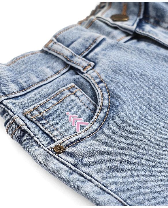 Pine Kids Denim Woven Full Length Jeans With Cartoon Patch - Blue