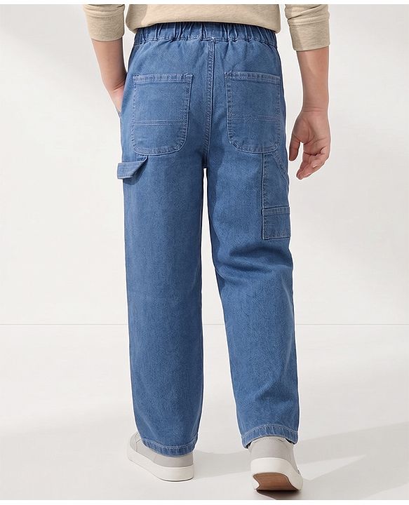 Pine Kids Cotton Denim Woven Jeans Solid - Blue