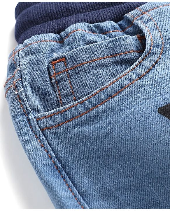 Pine Kids Denim Woven Full Length Jeans With Text Print - Navy Blue