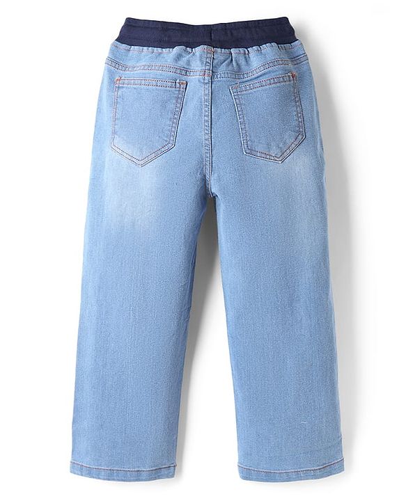 Pine Kids Denim Woven Full Length Jeans With Text Print - Navy Blue
