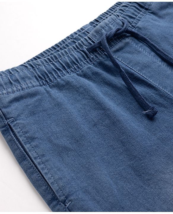 Pine Kids Cotton Elastane Denim Full Length Jeans with Cargo Pockets in Blue