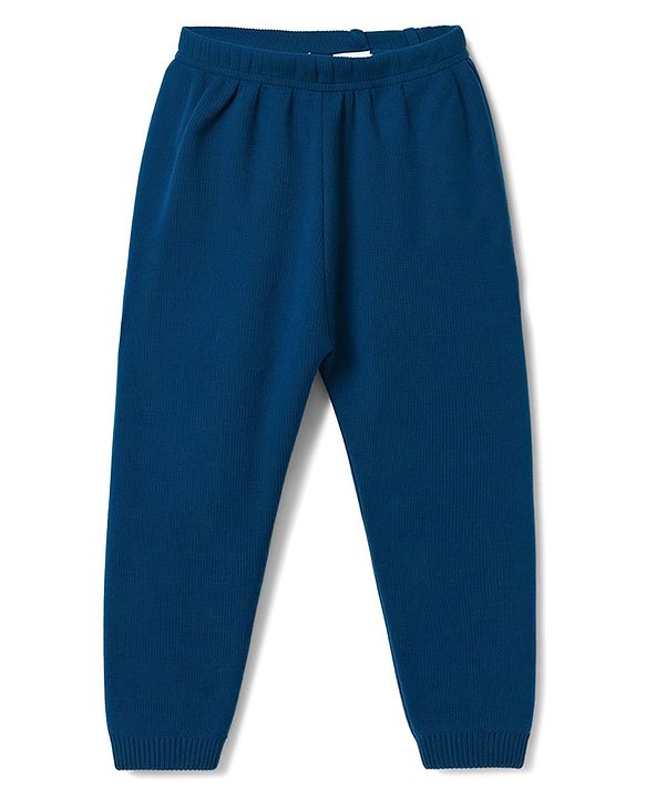 Babyhug Knit Full Sleeves Sweater Set with Colour Block Design - Navy